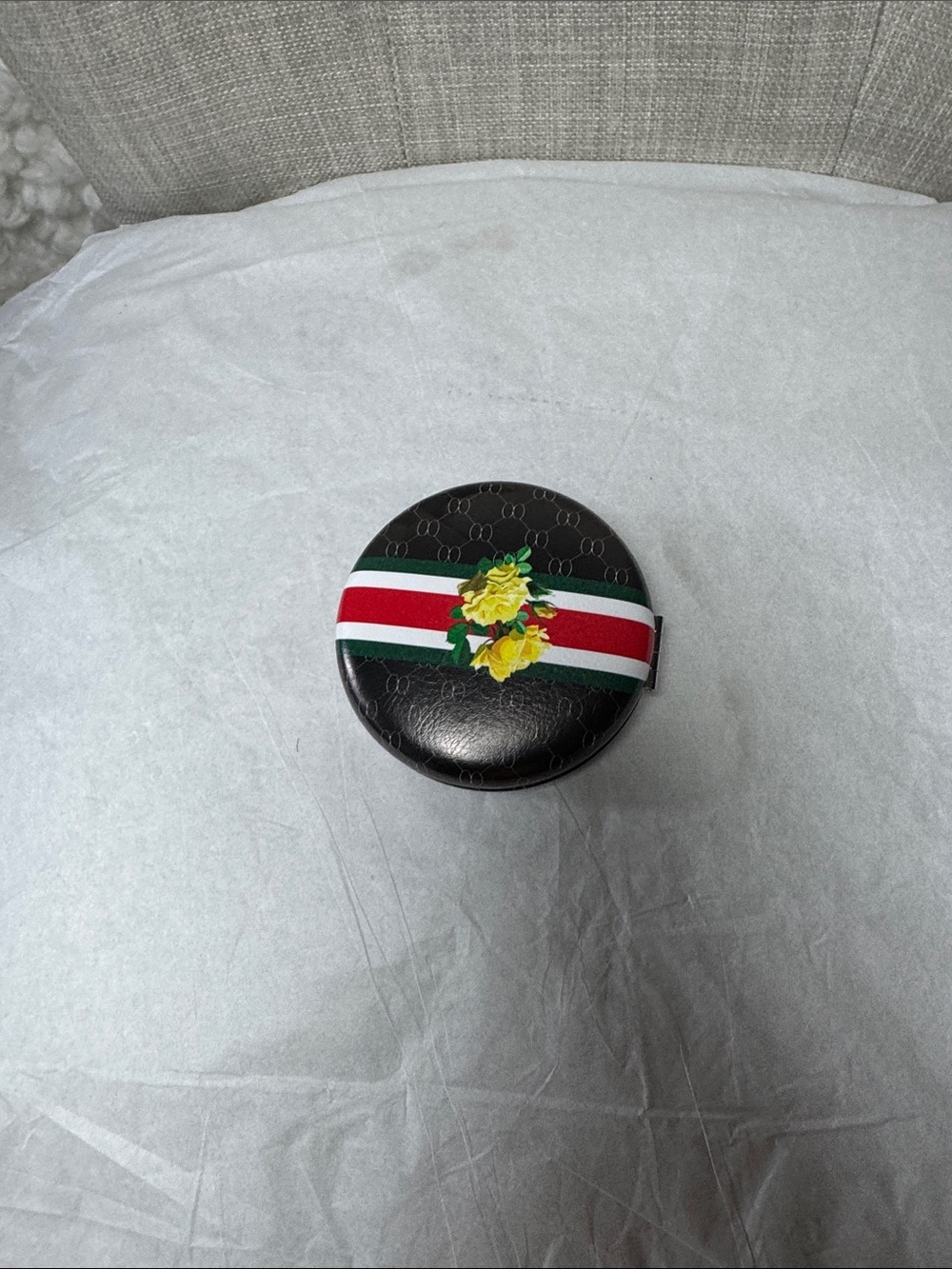Round compact fashion Floral Stripe mirror